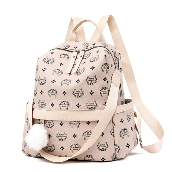 

Slogan Graphic Backpack, Beige