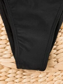 Ruched Butt Underwire High Cut Bikini - Black - View 3