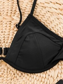 Ruched Butt Underwire High Cut Bikini - Black - View 6