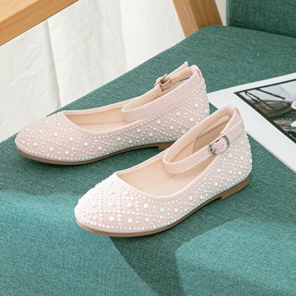 

Toddler Girls Studded Decor Ankle Strap Flats, Pink