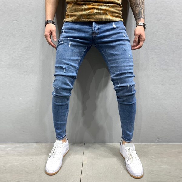 

Men Stone Wash Ripped Skinny Jeans, Medium wash