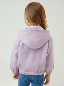 SHEIN Niñas Cazadora con cordón con capucha - Lila Púrpura - Ver 2