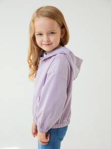 SHEIN Niñas Cazadora con cordón con capucha - Lila Púrpura - Ver 4