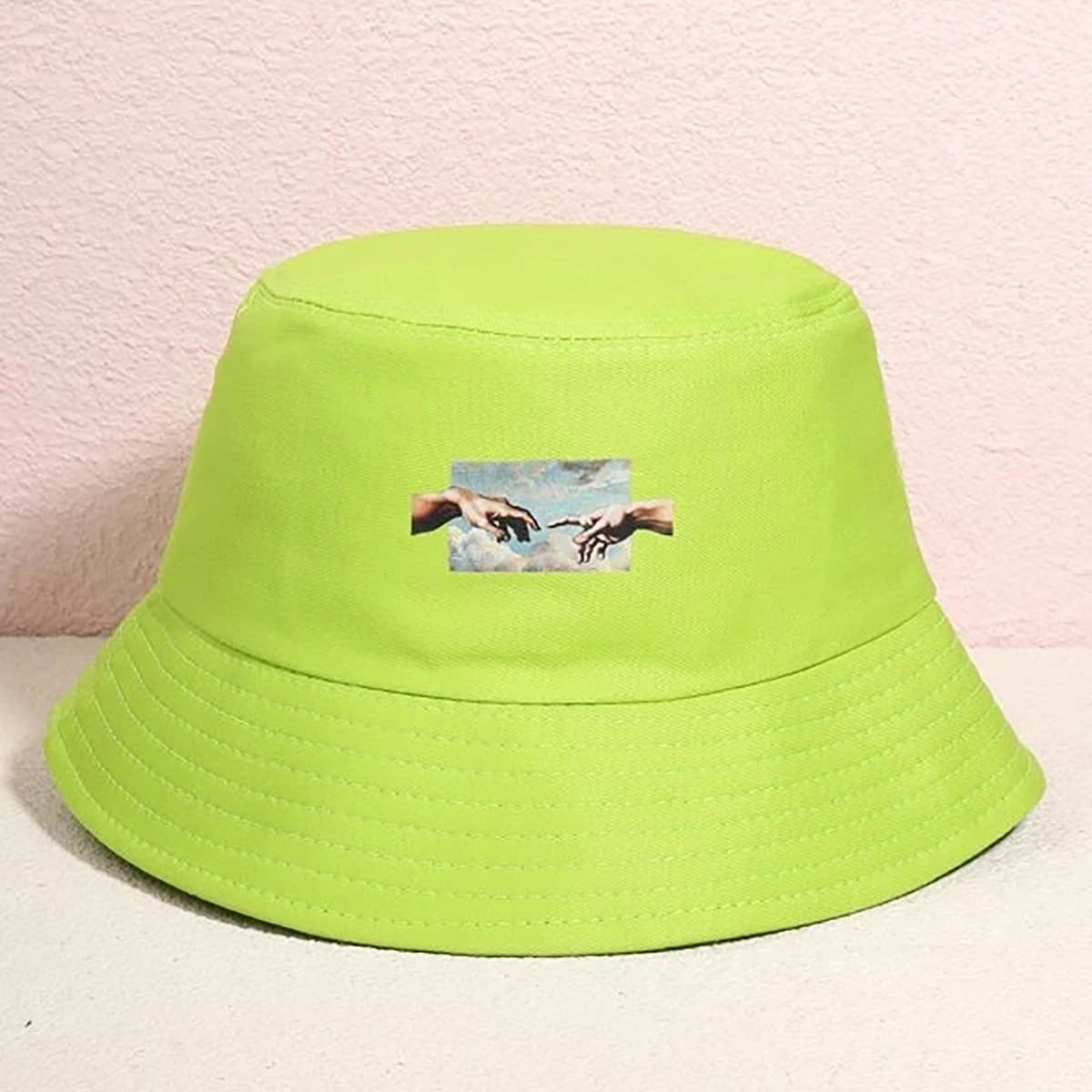 

Hand Pattern Bucket Hat, Green