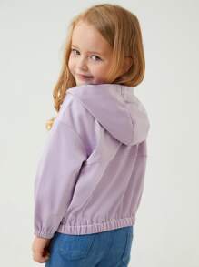 SHEIN Niñas Cazadora con cordón con capucha - Lila Púrpura - Ver 5