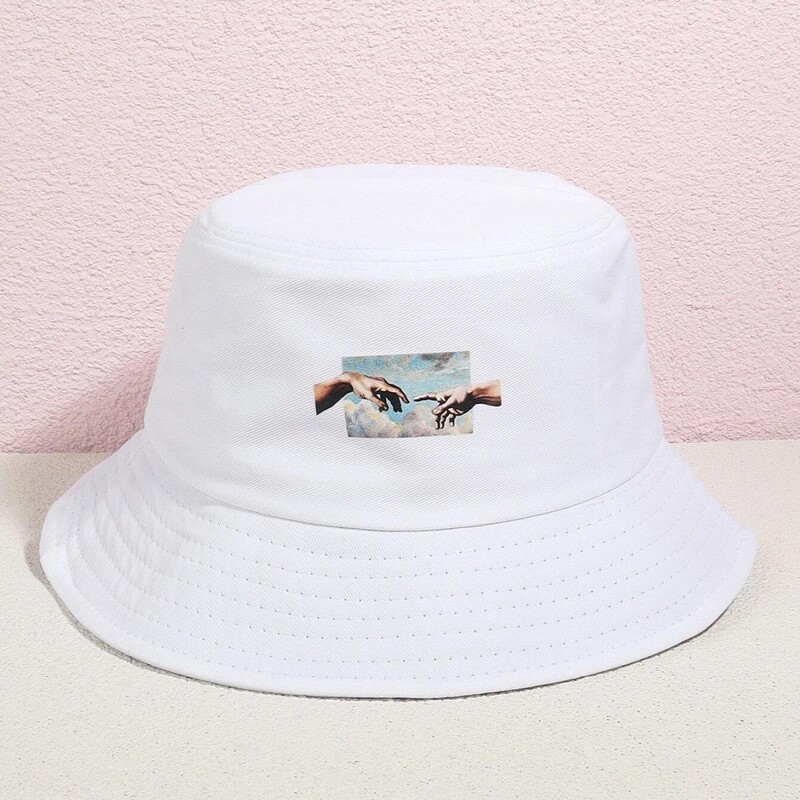

Hand Pattern Bucket Hat, White