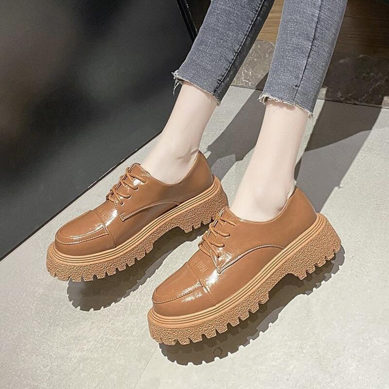 

Letter Embossed Lace-up Front Wedge Oxford Shoes, Khaki
