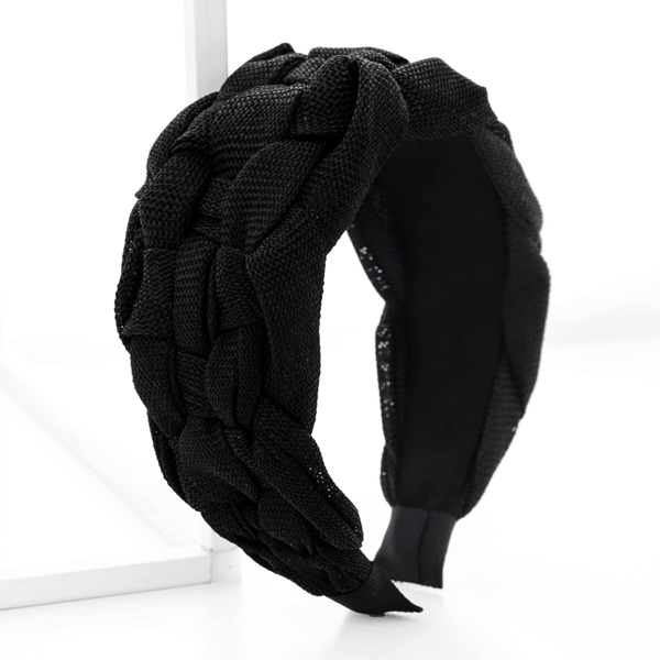 

Braided Design Wide Headband, Black
