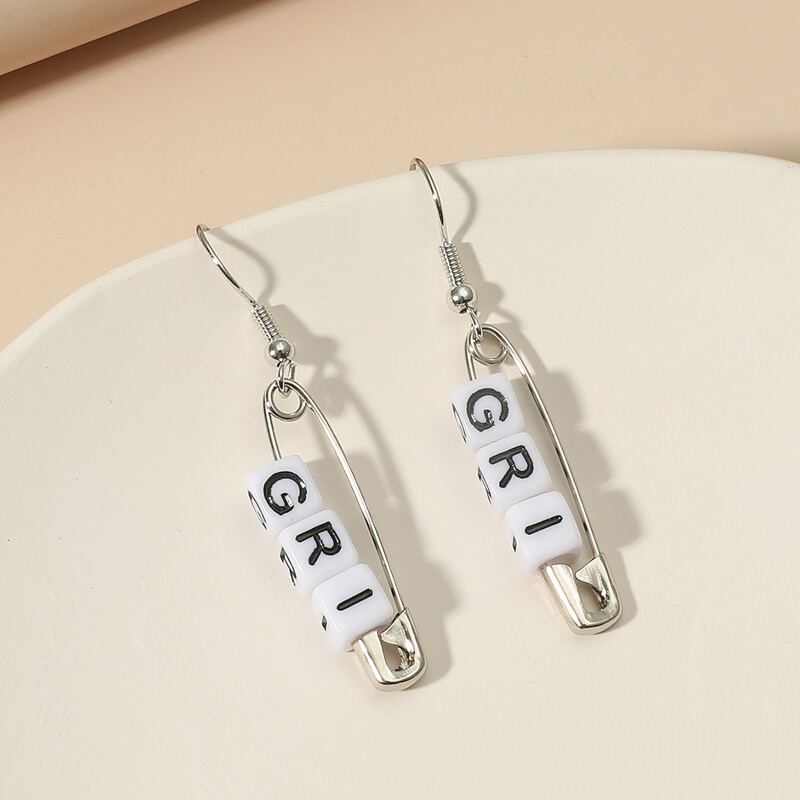 

Letter Graphic Decor Earrings, White