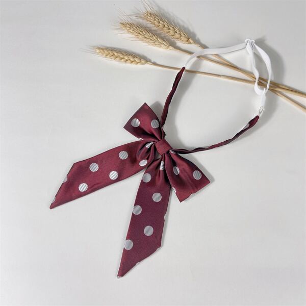 

Polka Dot Print Bow Tie, Burgundy