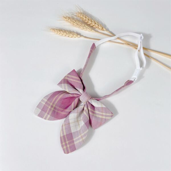 

Plaid Print Bow Tie, Pink