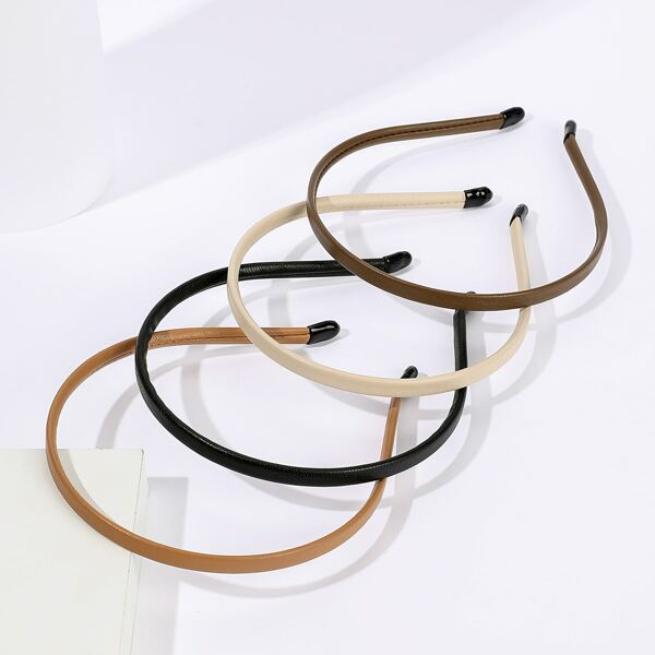 

4pcs PU Leather Headband, Multicolor