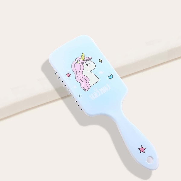 

1pc Cartoon Unicorn Pattern Hair Brush, Blue