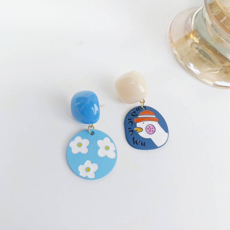 

Flower & Duck Graphic Drop Earrings, Multicolor