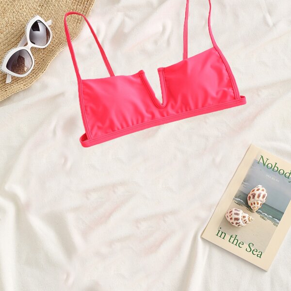

V Wired Bikini Top, Watermelon pink