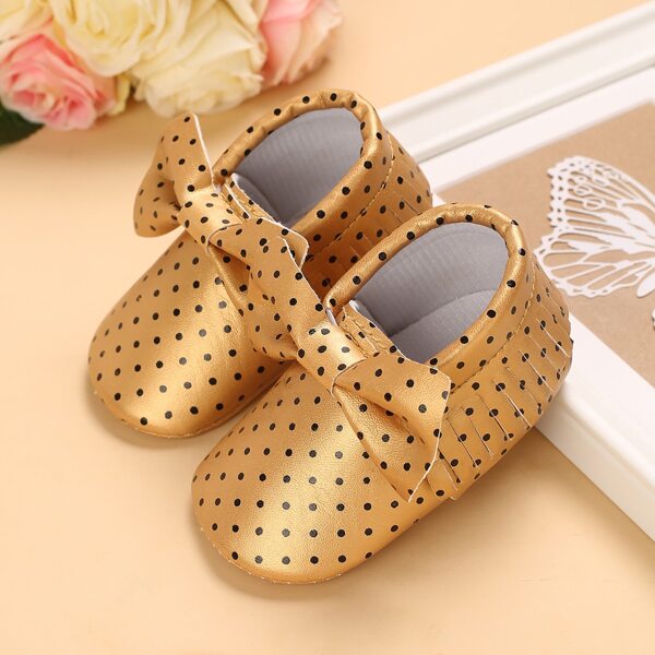 

Baby Polka Dot Bow Decor Flats, Gold