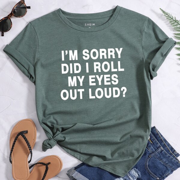 

Slogan Graphic Tee, Dark green