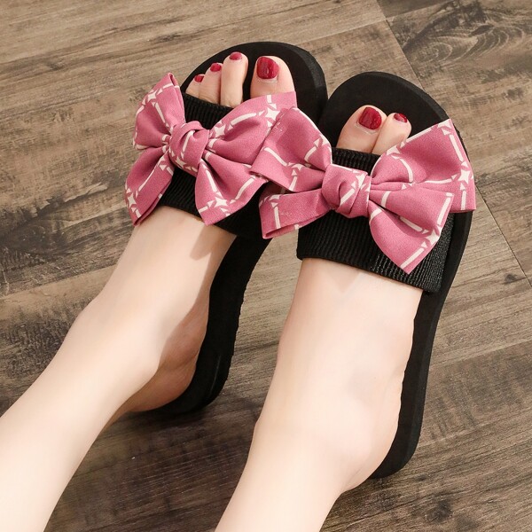 

Minimalist Bow Decor Slides, Pink