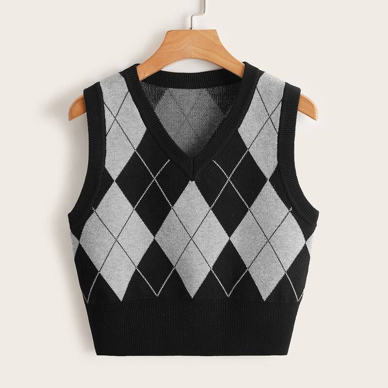 

Argyle Pattern Sweater Vest, Multicolor