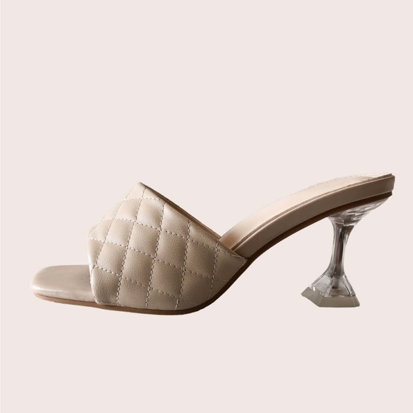 

Geometric Pattern Heeled Mules, Apricot