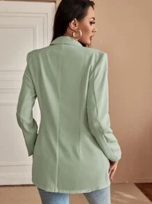 SHEIN SXY Lapel Neck Single Breasted Blazer In Fall/Winter - Mint Green - View 2