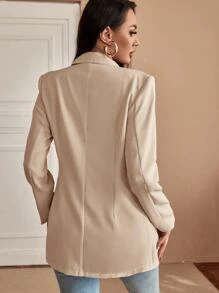 SHEIN SXY Lapel Neck Single Breasted Blazer - Khaki - View 2