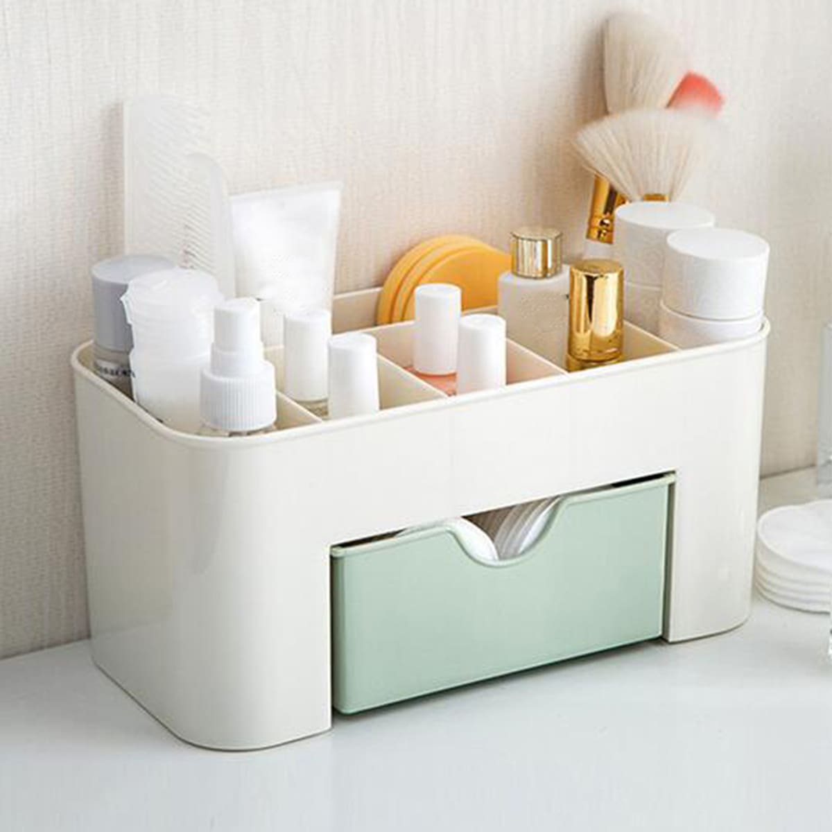 

1pc Desktop Cosmetic Storage Box, Green
