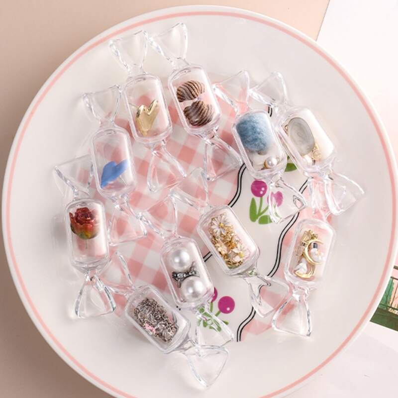 

10pcs Candy Shaped Jewelry Storage Box, Clear