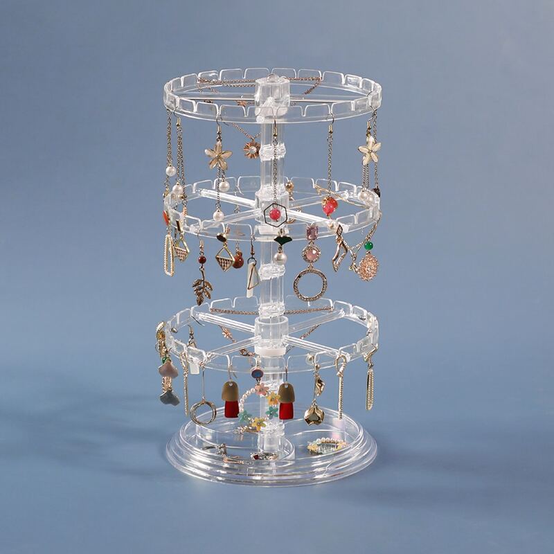 

1pc 4 Layer Rotating Jewelry Storage Rack, Clear
