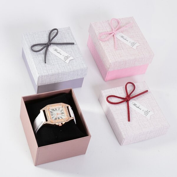 

3pcs Bow Decor Random Color Jewelry Storage Box, Multicolor