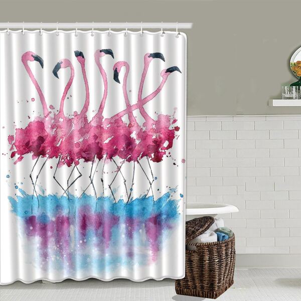 

Flamingo Print Shower Curtain, Multicolor