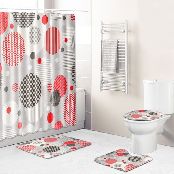 

1pc Circle Print Bath Mat Or Shower Curtain, Multicolor