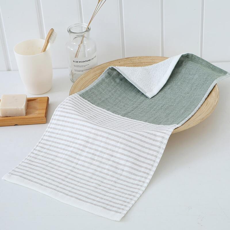 

1pc Striped Pattern Face Towel, Green
