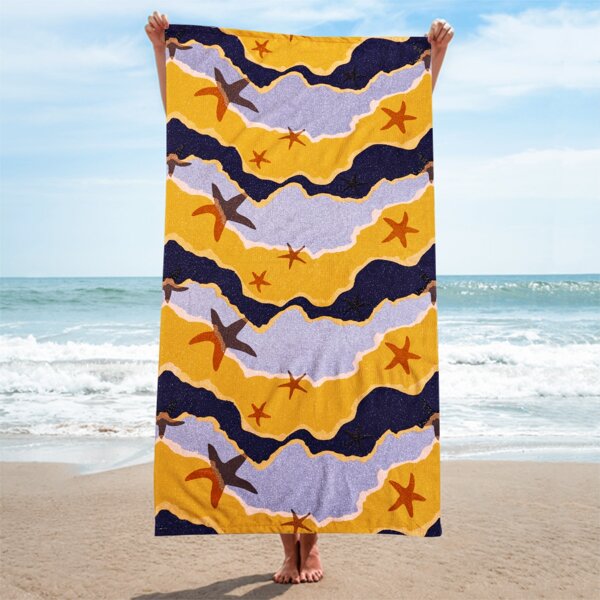 

1pc Starfish Print Bath Towel, Multicolor