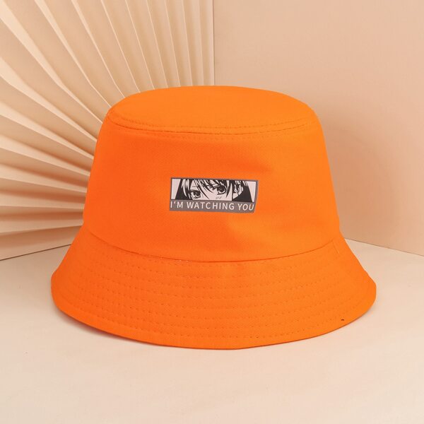 

Men Cartoon & Letter Graphic Bucket Hat, Burnt orange