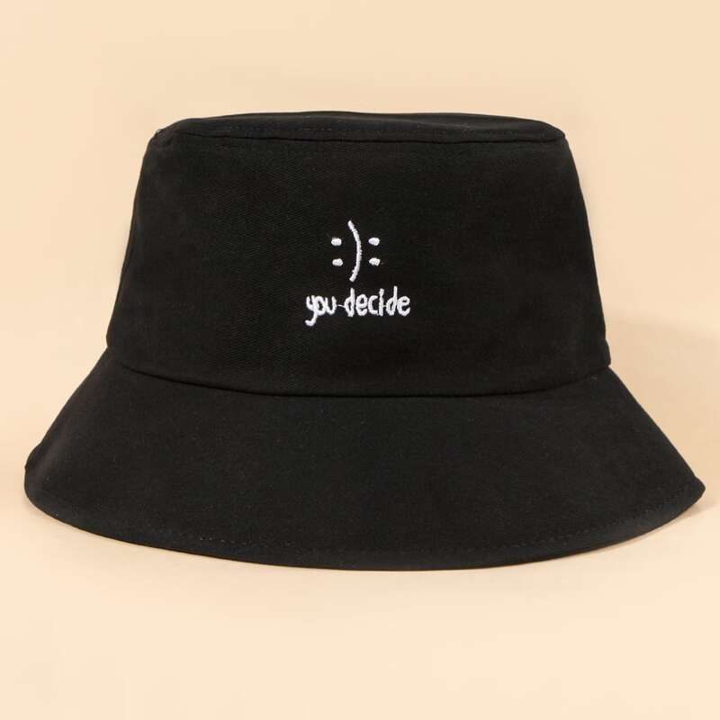 

Guys Letter Embroidered Bucket Hat, Black