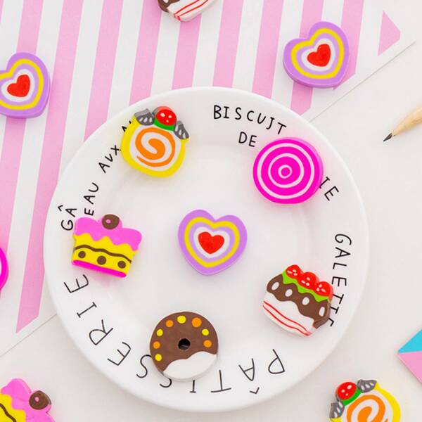 

1pack Random Dessert Eraser, Multicolor