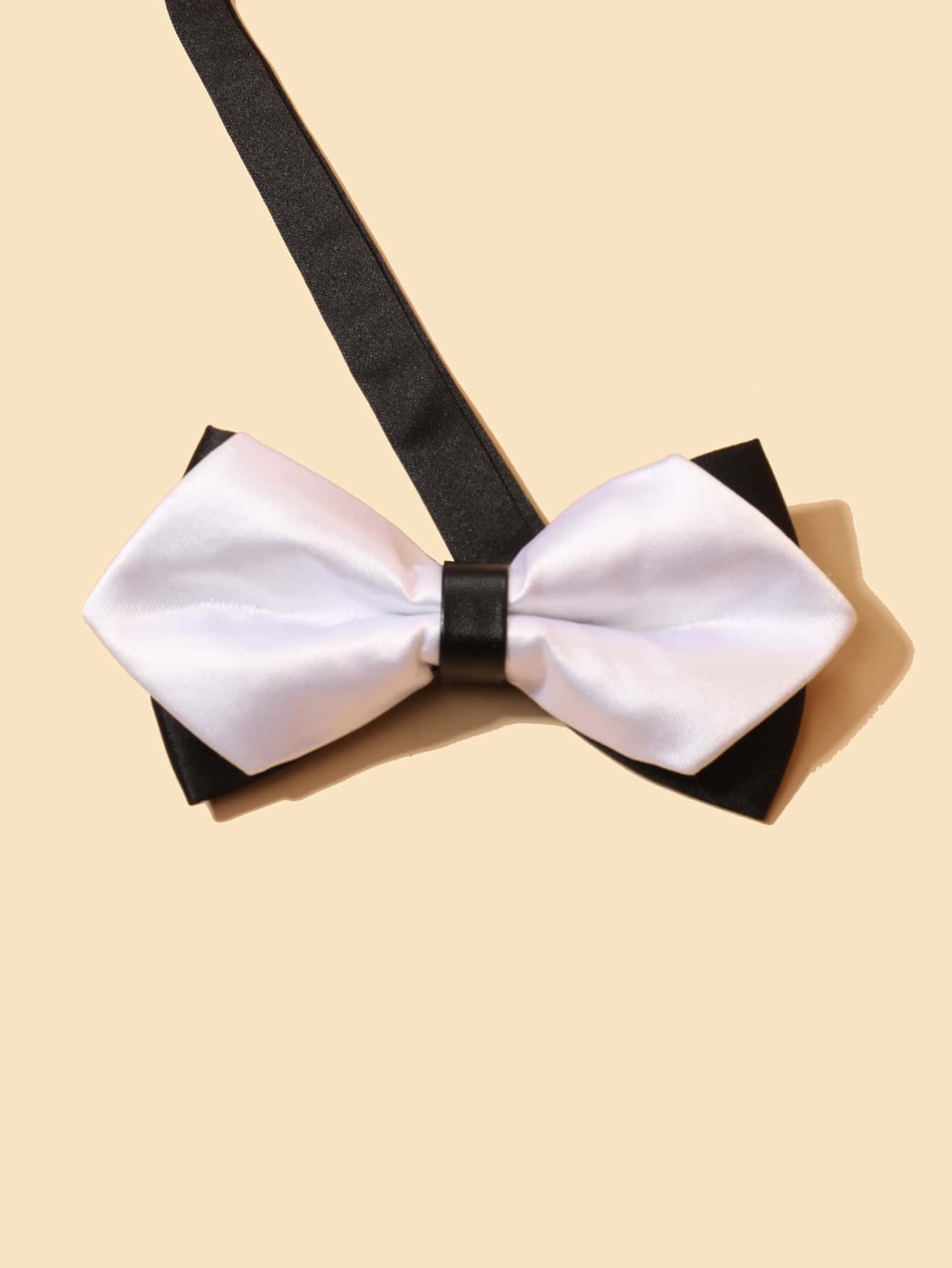 男士雙色領結 - 黑與白 - 查看 1