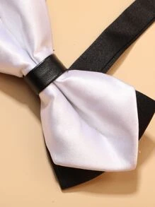 男士雙色領結 - 黑與白 - 查看 3