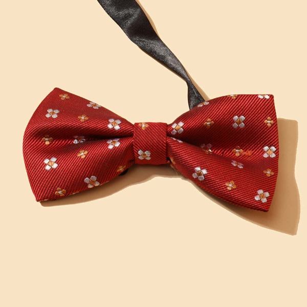 

Men Embroidery Detail Bow Tie, Red