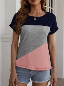 SHEIN LUNE Áo thun Khối Màu Giải trí - Nhiều màu - Xem 4