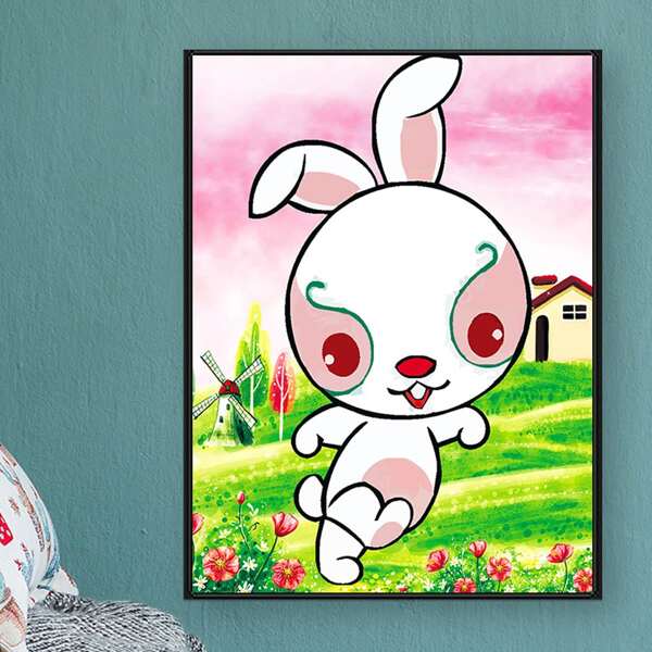 

Rabbit Print DIY Diamond Unframed Painting, Multicolor