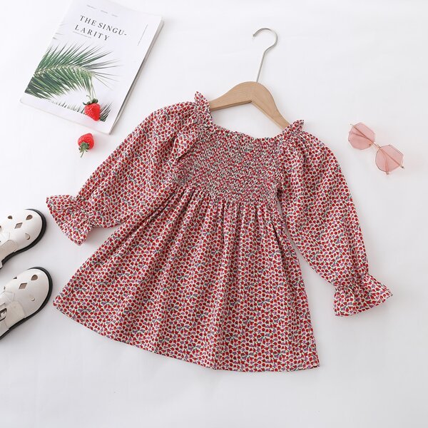 

Toddler Girls Ditsy Floral Shirred Ruffle Trim Flounce Sleeve Dress, Multicolor