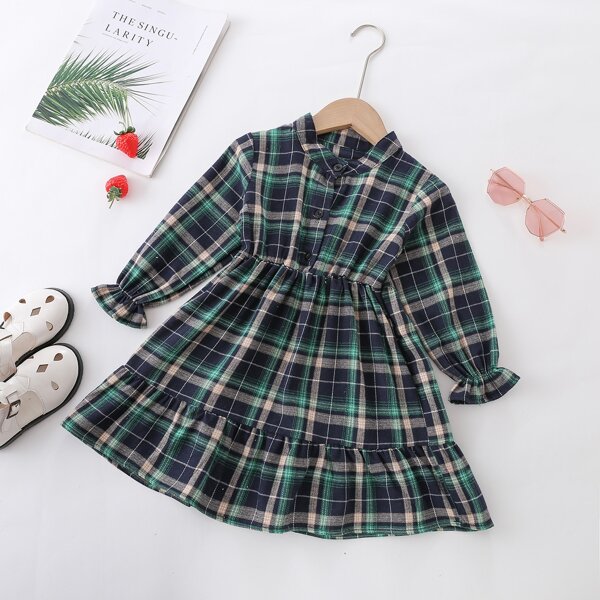 

Toddler Girls Plaid Ruffle Hem Shirt Dress, Multicolor