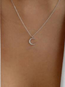 Rhinestone Moon Pendant Necklace