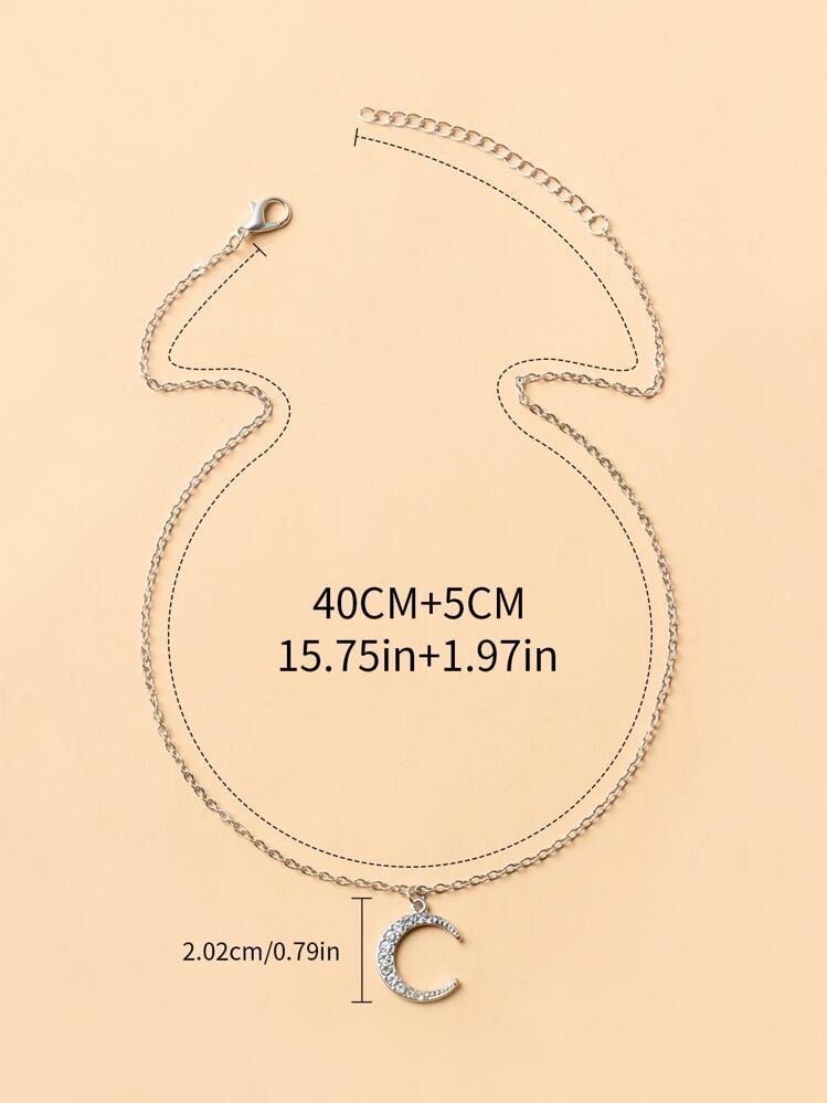 Vòng cổ mặt trăng Rhinestone - Bạc - Xem 2