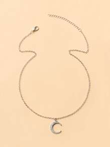 Rhinestone Moon Pendant Necklace