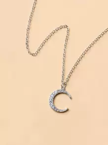 Rhinestone Moon Pendant Necklace