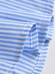 小男童條紋印花口袋貼布襯衫