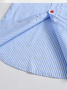 小男童條紋印花口袋貼布襯衫